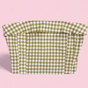 Blush Boutique Green Gingham Zip Back Cropped Tube Top Size M